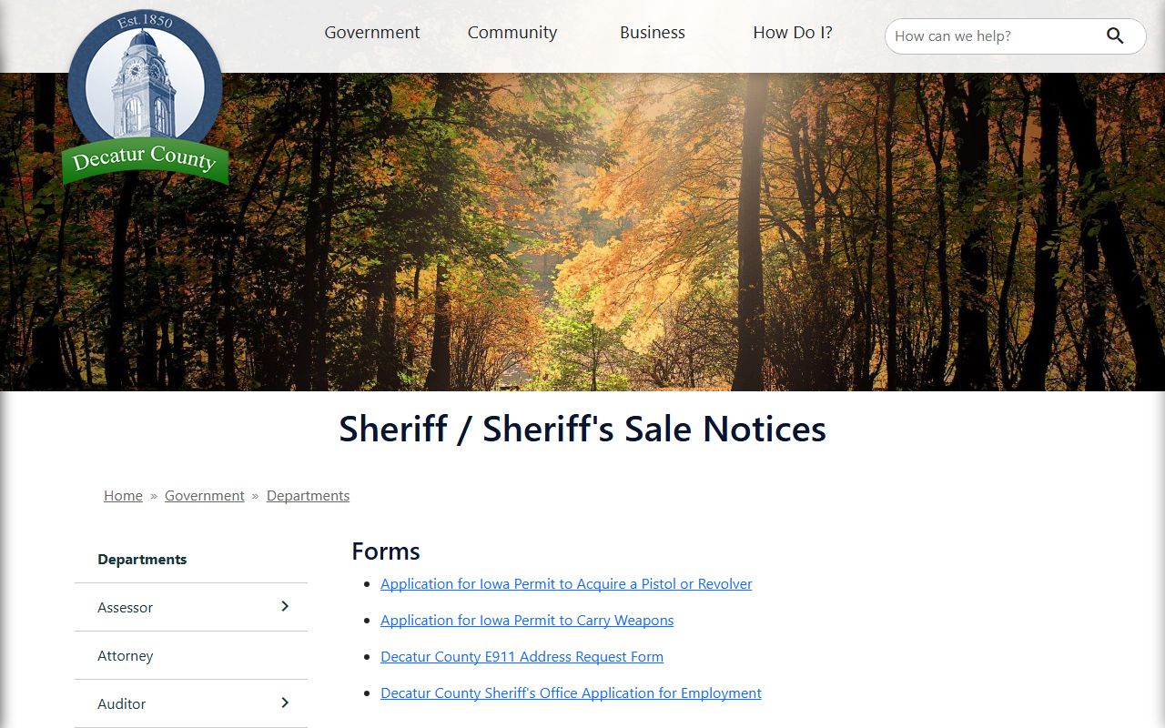 Decatur County sheriff page with jail contact details and current-inmates link