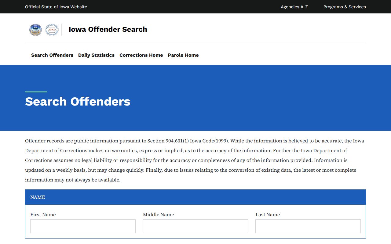 Iowa DOC offender search for Lucas County sentenced inmate lookup