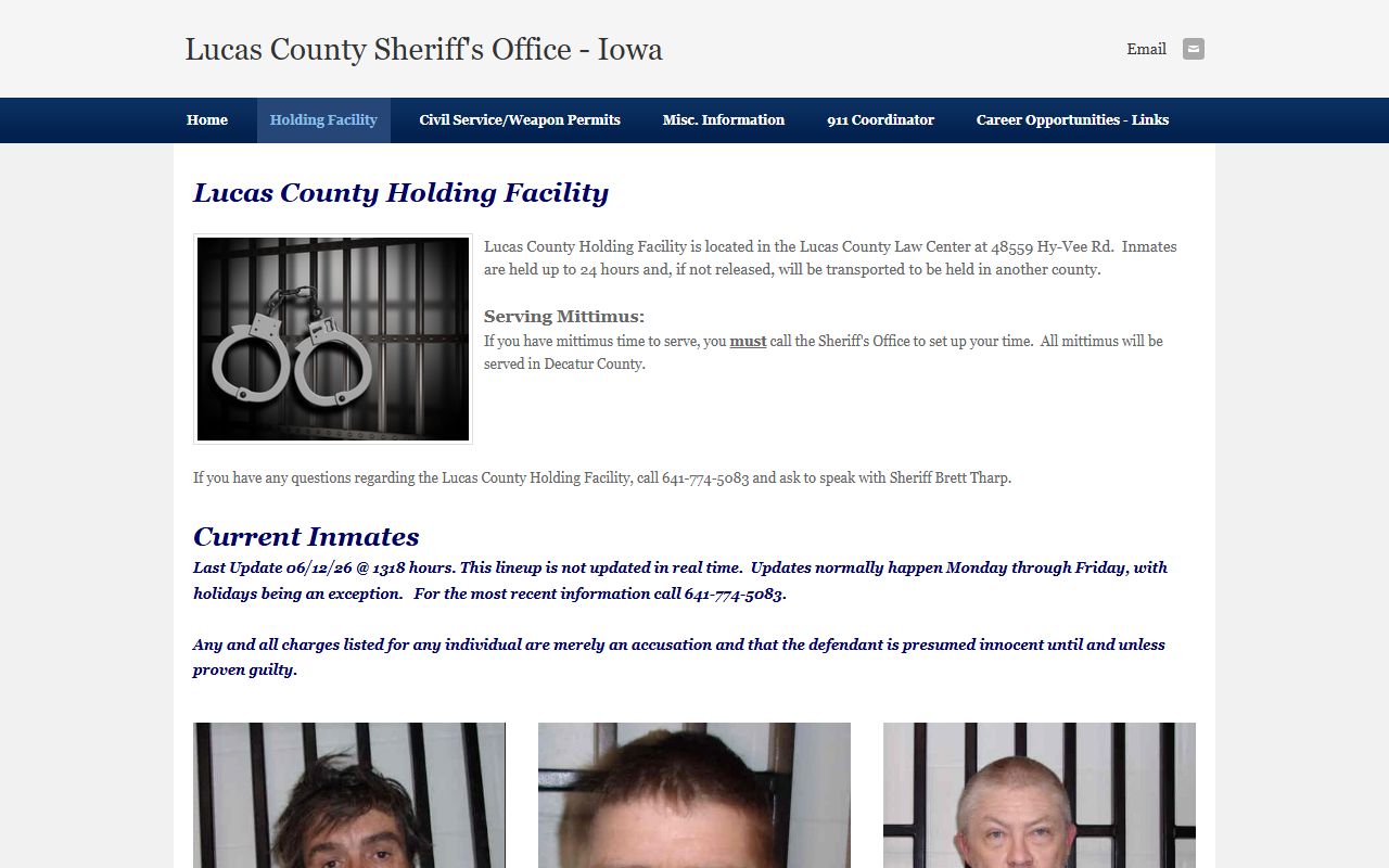 Lucas County inmate population current-inmates roster on the Holding Facility page