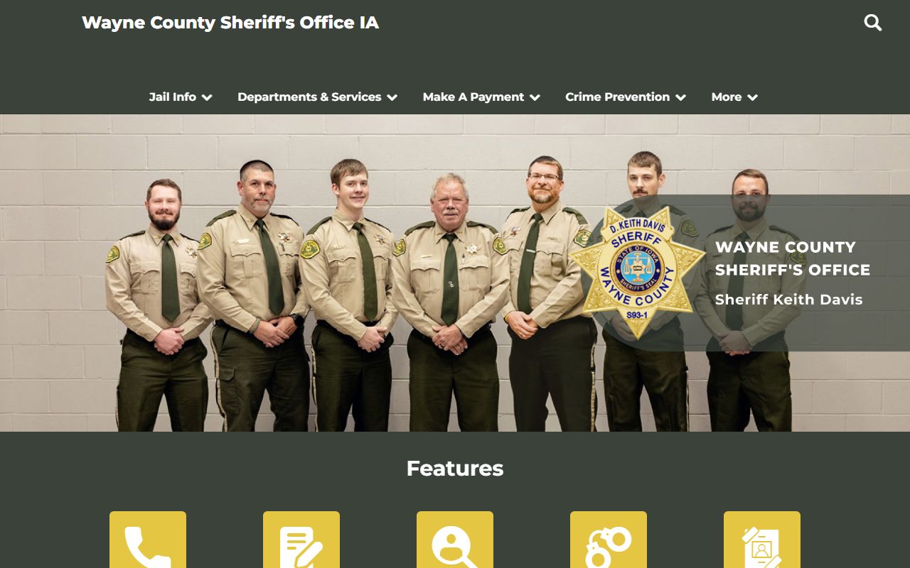 Wayne County Sheriff's Office site with jail information and inmate feature